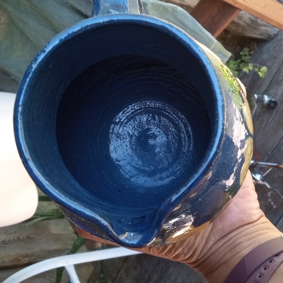 Elchinger Et Cie blue floral and dotted ceramic milk jug pitcher - Picture 6 of 13